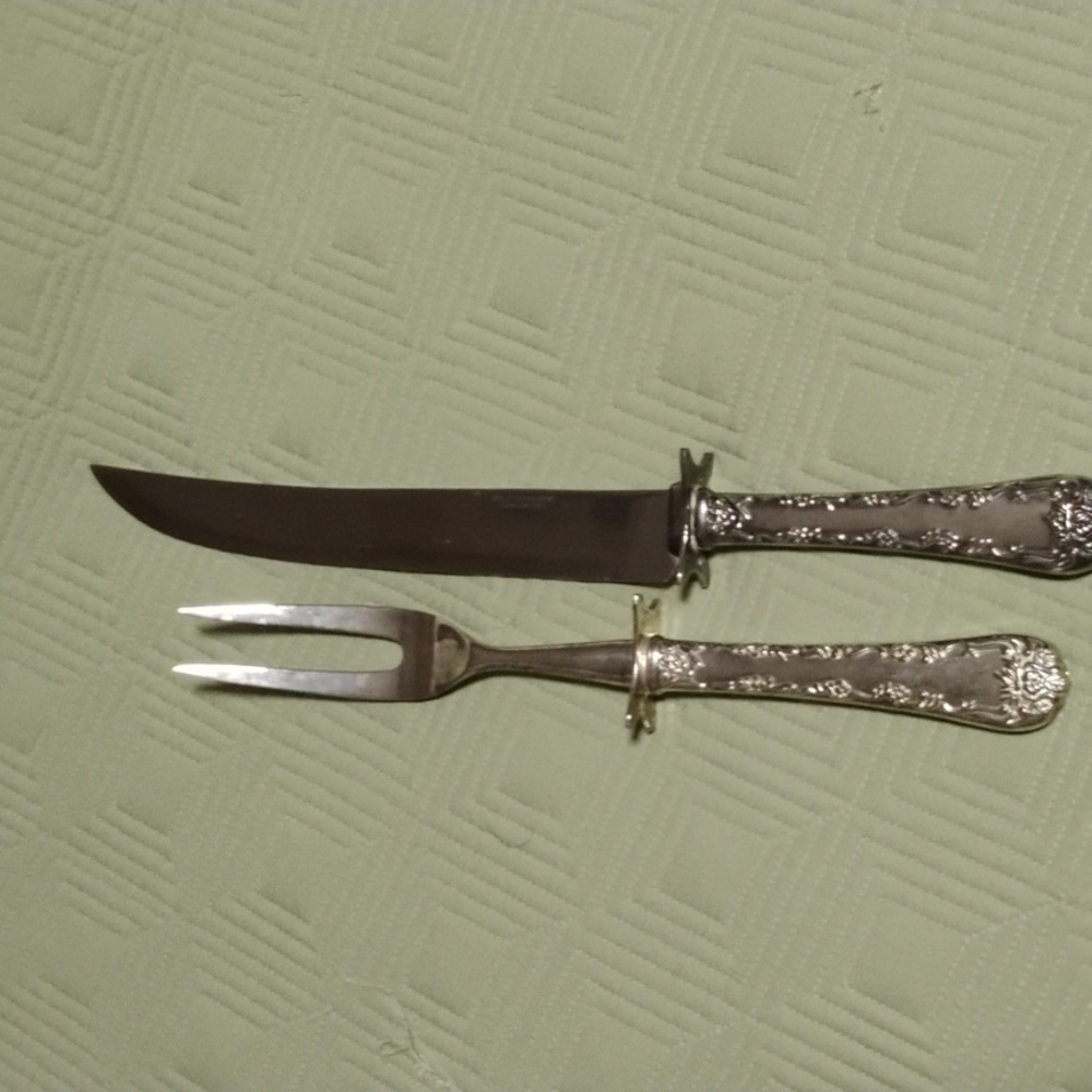 Silver plated carving set & salad set. - Picture 2 of 9
